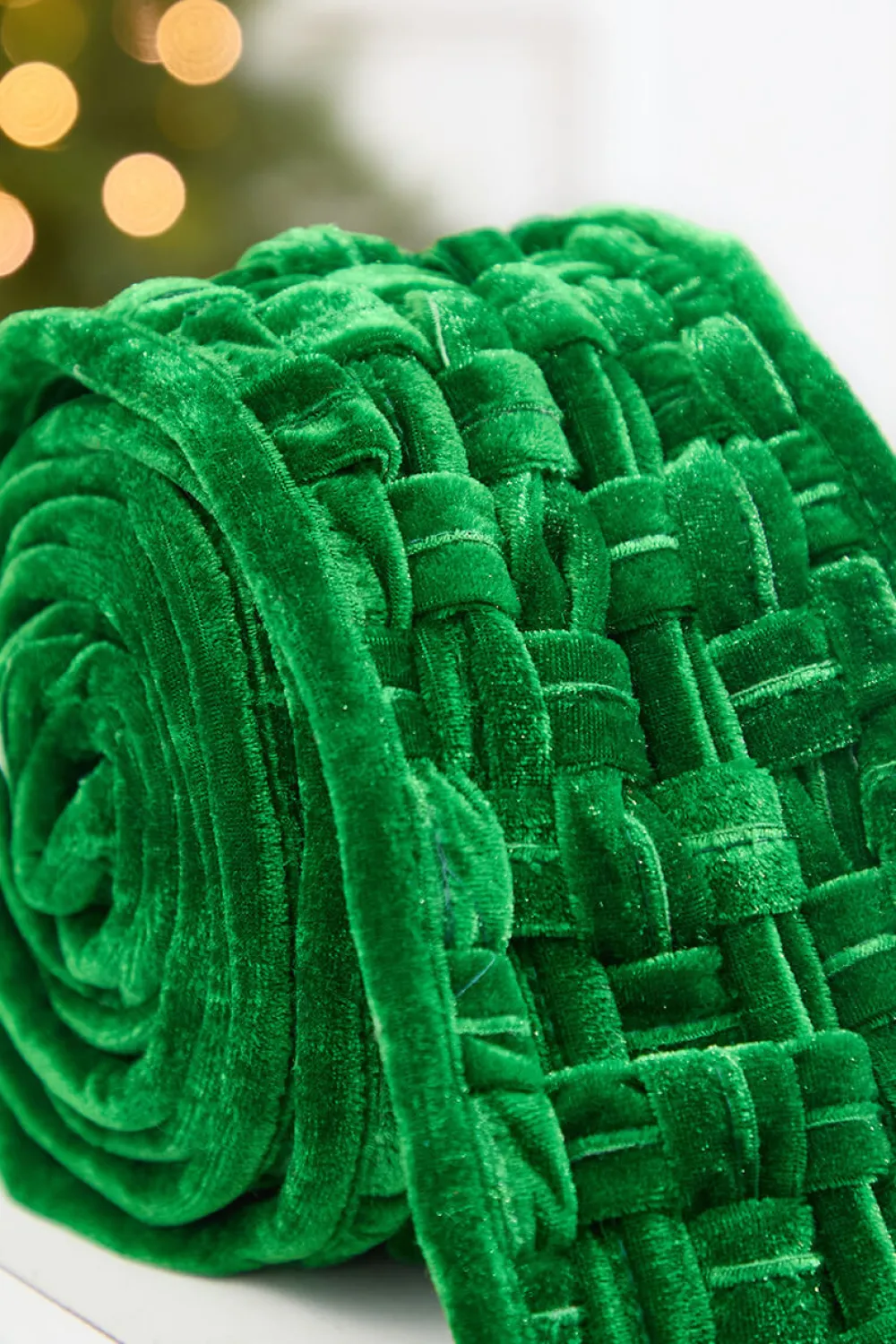 Decorator's Warehouse 5" x 3 Yard Green Velvet Braided Ribbon > Christmas Ribbon|Christmas Decor