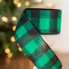 Decorator's Warehouse 2.5” x 10 Yard Green Wool Buffalo Check Ribbon > Farmhouse|Christmas Ribbon