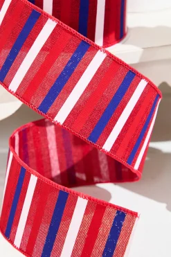 Decorator's Warehouse 2.5" x 10 Yard Horizontal Stripe Red, White & Blue Ribbon > Patriotic Decor|Patriotic Decor