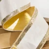 Decorator's Warehouse 4" x 10 Yard Ivory Velvet with Gold Stripe Ribbon > Christmas Ribbon|Christmas Decor