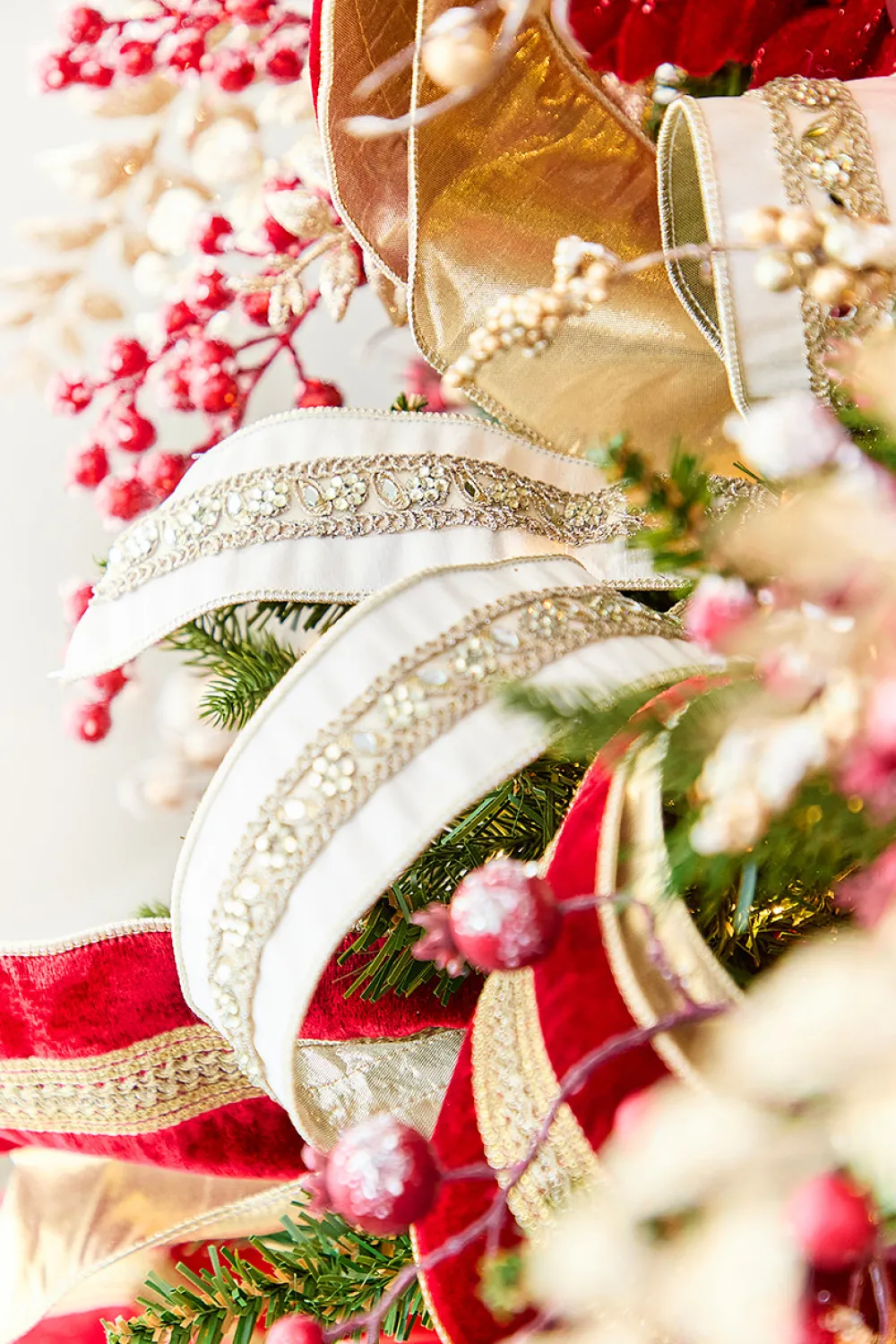 Decorator's Warehouse 2.5" x 5 Yard Jewel Trim Dupion Metallic Back Ribbon > Christmas Ribbon|Christmas Decor