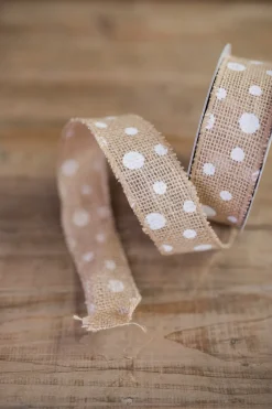 Decorator's Warehouse 1.5” X 10 Yard Jute Polka-Dot Ribbon > Fall Decor|Fall Decor