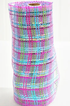 Decorator's Warehouse 10" x 10 Yard Lavender/ Pink/Turquoise Deco Poly Mesh > Christmas Ribbon|Christmas Decor