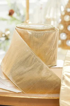 Decorator's Warehouse 4" x 10 Yard Metallic Dupioni Ribbon Gold > Christmas Ribbon|Christmas Decor