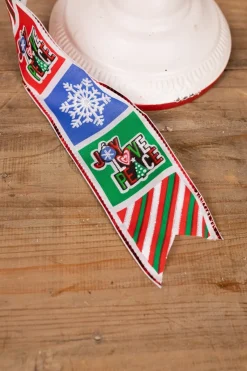 Decorator's Warehouse 2.5” x 10 Yard Multicolor Joy Love Peace Holiday Ribbon > Christmas Sale