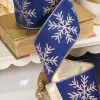 Decorator's Warehouse 4" x 10 Yard Navy Velvet with Gold Snowflake Ribbon > Christmas Ribbon|Christmas Decor