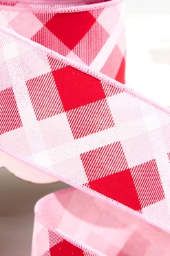 Decorator's Warehouse 2.5" x 10 Yard Pink/ Red Plaid Ribbon > Valentine'S Ribbon|Christmas Decor