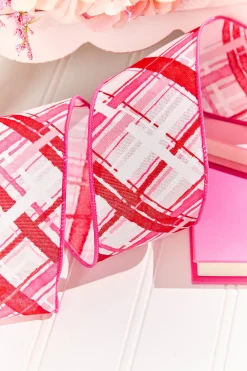 Decorator's Warehouse 2.5" x 10 Yard Pink, Red & White Plaid Valentine Ribbon > Valentine'S Ribbon|Christmas Decor