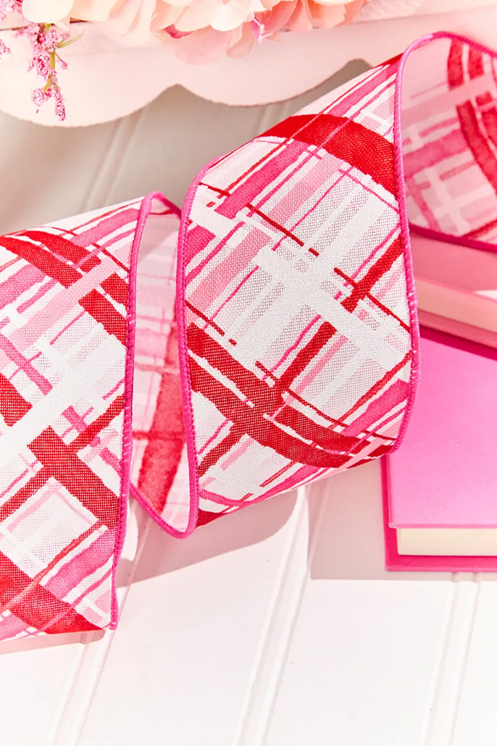Decorator's Warehouse 2.5" x 10 Yard Pink, Red & White Plaid Valentine Ribbon > Valentine'S Ribbon|Christmas Decor