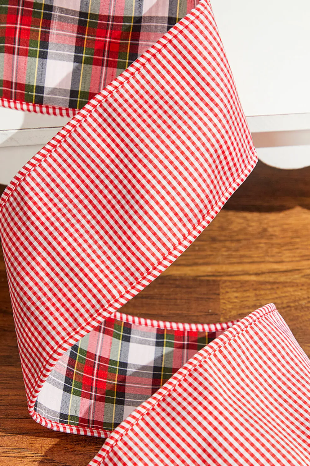 Decorator's Warehouse 4" x 10 Yard Plaid Gingham Double Sided Ribbon > Cardinal|Christmas Ribbon