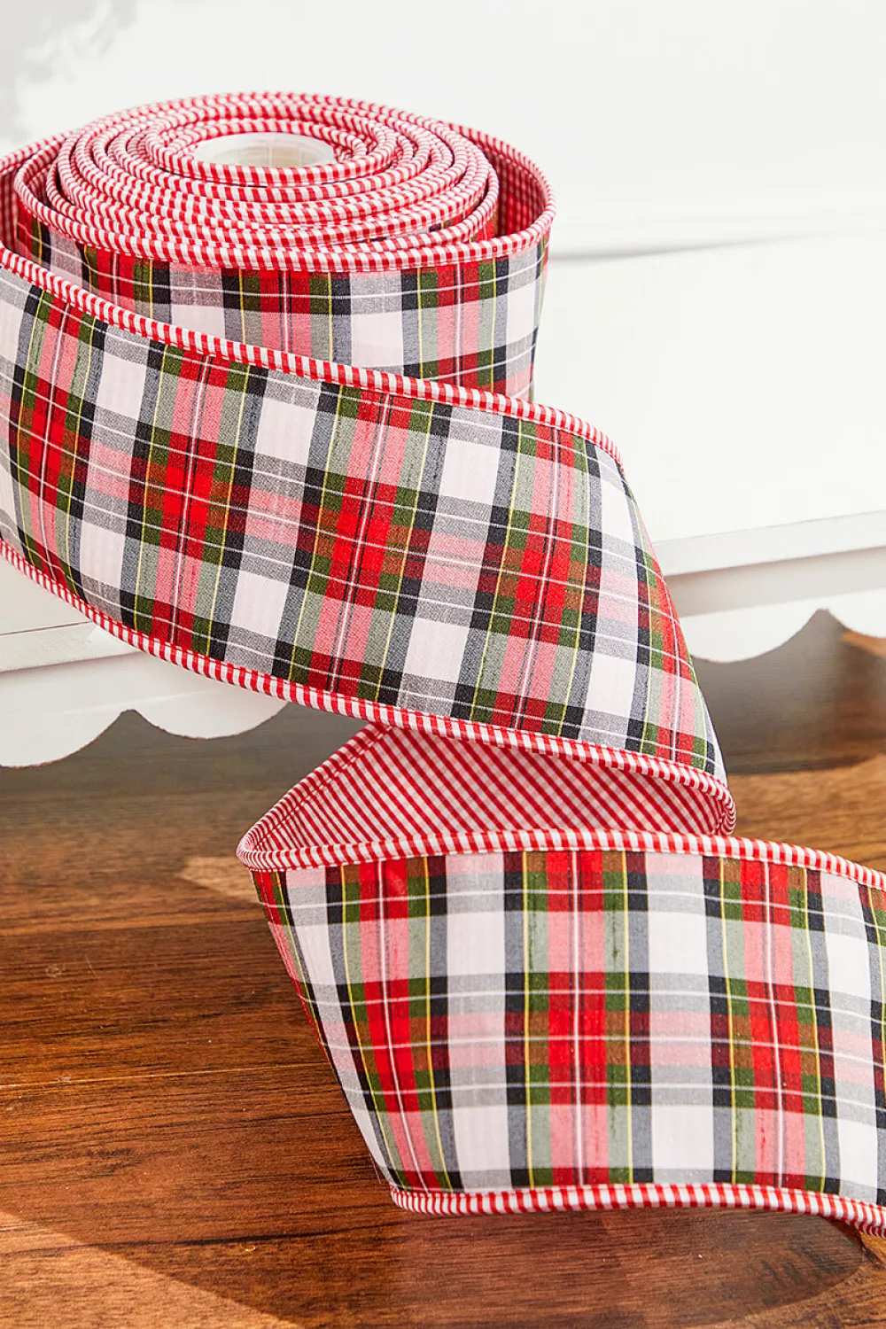 Decorator's Warehouse 4" x 10 Yard Plaid Gingham Double Sided Ribbon > Cardinal|Christmas Ribbon