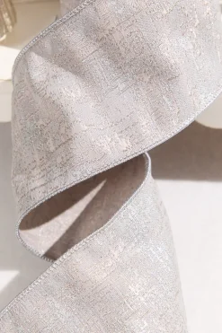 Decorator's Warehouse 4" x 5 Yard Platinum Jacquard Dupioni Ribbon > Christmas Ribbon|Christmas Decor
