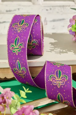 Decorator's Warehouse 2.5" x 10 Yard Purple Mardi Gras Ribbon > Mardis Gras|Mardi Gras