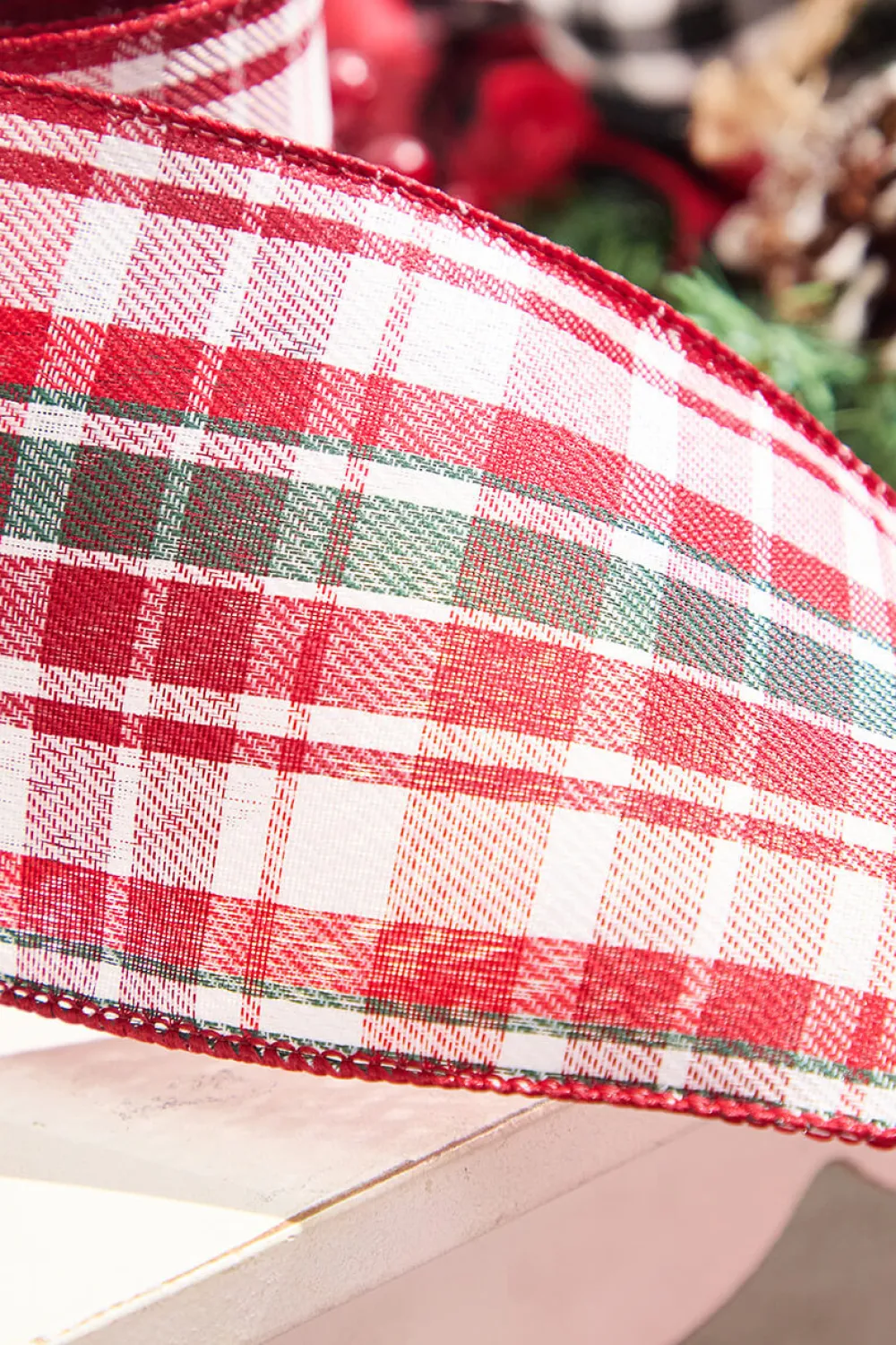 Decorator's Warehouse 4”x 10 Yard Red/Black/White Plaid Ribbon > Kristin'S Picks|Christmas Ribbon
