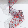 Decorator's Warehouse 2.5" x 10 Yard Red Glitter Heart Sheer Black Ribbon > Valentine'S Ribbon|Christmas Decor