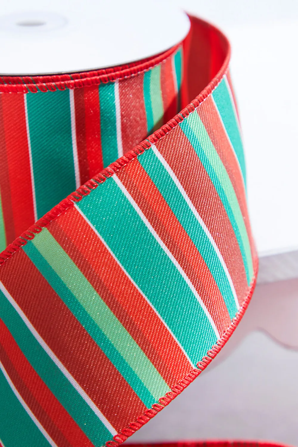 Decorator's Warehouse 2.5" x 10 Yard Red/Green Holiday Stripe Wired Ribbon > Christmas Ribbon|Christmas Sale