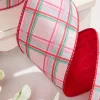 Decorator's Warehouse 4" x 10 Yard Red/Green/Pink on White Plaid Ribbon > Santa'S Sweet Shoppe|Christmas Ribbon