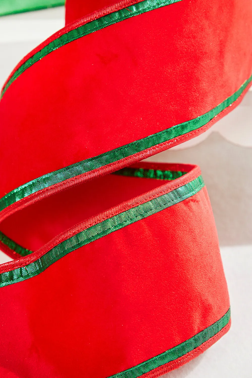 Decorator's Warehouse 4” x 5 Yard Red & Green Piping Velvet Metallic Dupion Ribbon > Christmas Ribbon|Christmas Decor