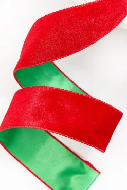 Decorator's Warehouse 2.5" x 10 Yard Red & Green Velvet with Satin Backing Ribbon > Christmas Decor|Christmas Ribbon