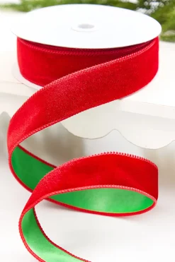 Decorator's Warehouse 1.5" x 10 Yard Red & Green Velvet with Satin Backing Ribbon > Christmas Decor|Christmas Ribbon