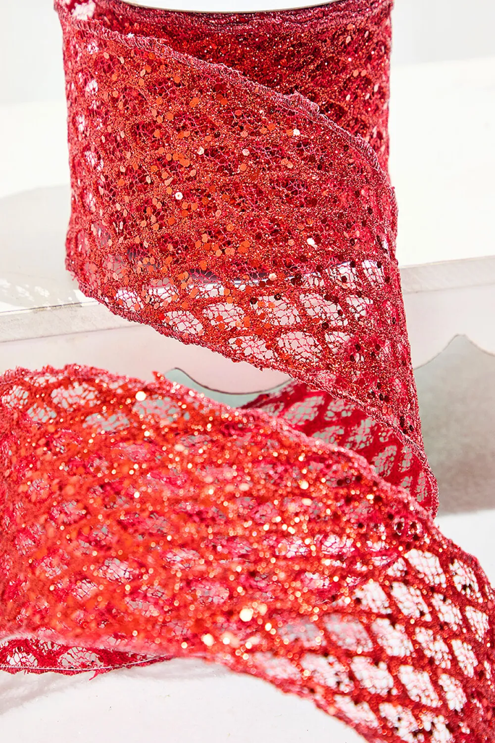 Decorator's Warehouse 4" x 10 Yard Red Mesh Wired Ribbon > Christmas Ribbon|Valentine'S Ribbon