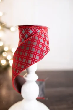 Decorator's Warehouse 2.5” x 10 Yard Red Patterned Holiday Ribbon > Christmas Ribbon|Christmas Decor