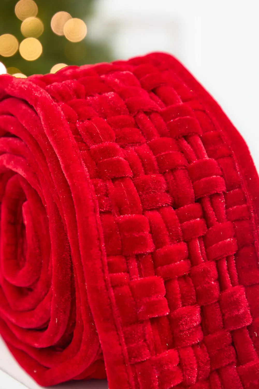 Decorator's Warehouse 5" x 3 Yard Red Velvet Braided Ribbon > Christmas Decor|Christmas Ribbon
