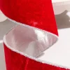 Decorator's Warehouse 4" x 10 Yard Red Velvet with Silver Tinsel Edge Ribbon > Christmas Decor|Christmas Ribbon