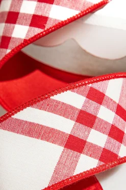 Decorator's Warehouse 2.5" x 5 Yard Red/White Plaid Tafetta Back Ribbon > Christmas Ribbon|Christmas Decor