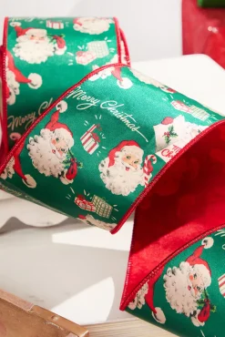Decorator's Warehouse 4" x 10 Yard Retro Jolly Old Saint Nick Ribbon > North Pole Party|Christmas Decor