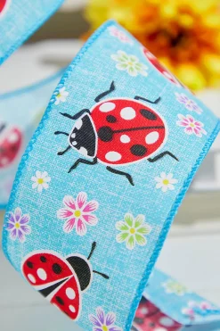 Decorator's Warehouse 2.5" x 10 Yards Blue Ladybugs Ribbon > Christmas Decor|Spring Decor