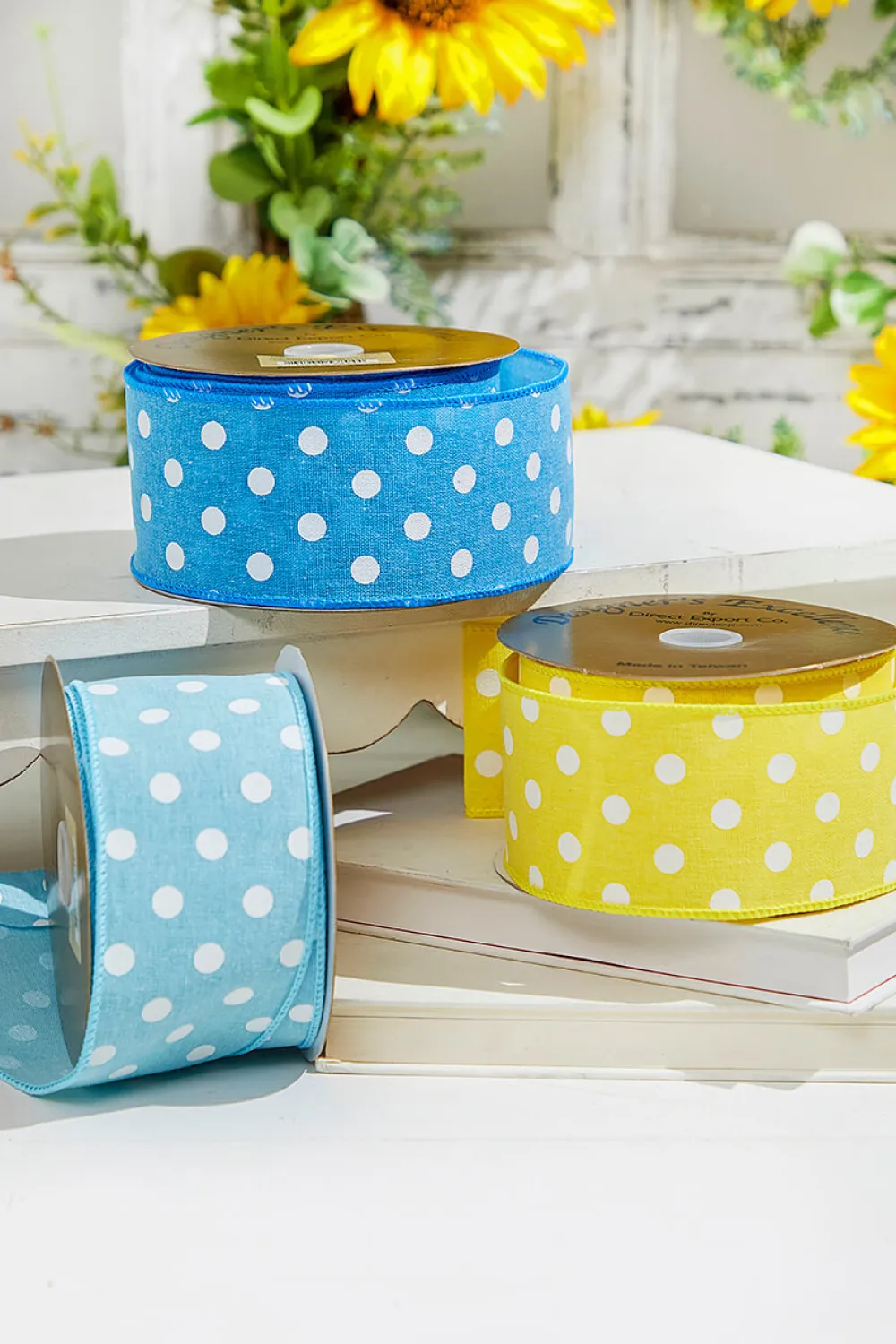 Decorator's Warehouse 2.5" x 10 Yards Bright Blue Polka Dot Ribbon > Easter Decor|Easter Decor