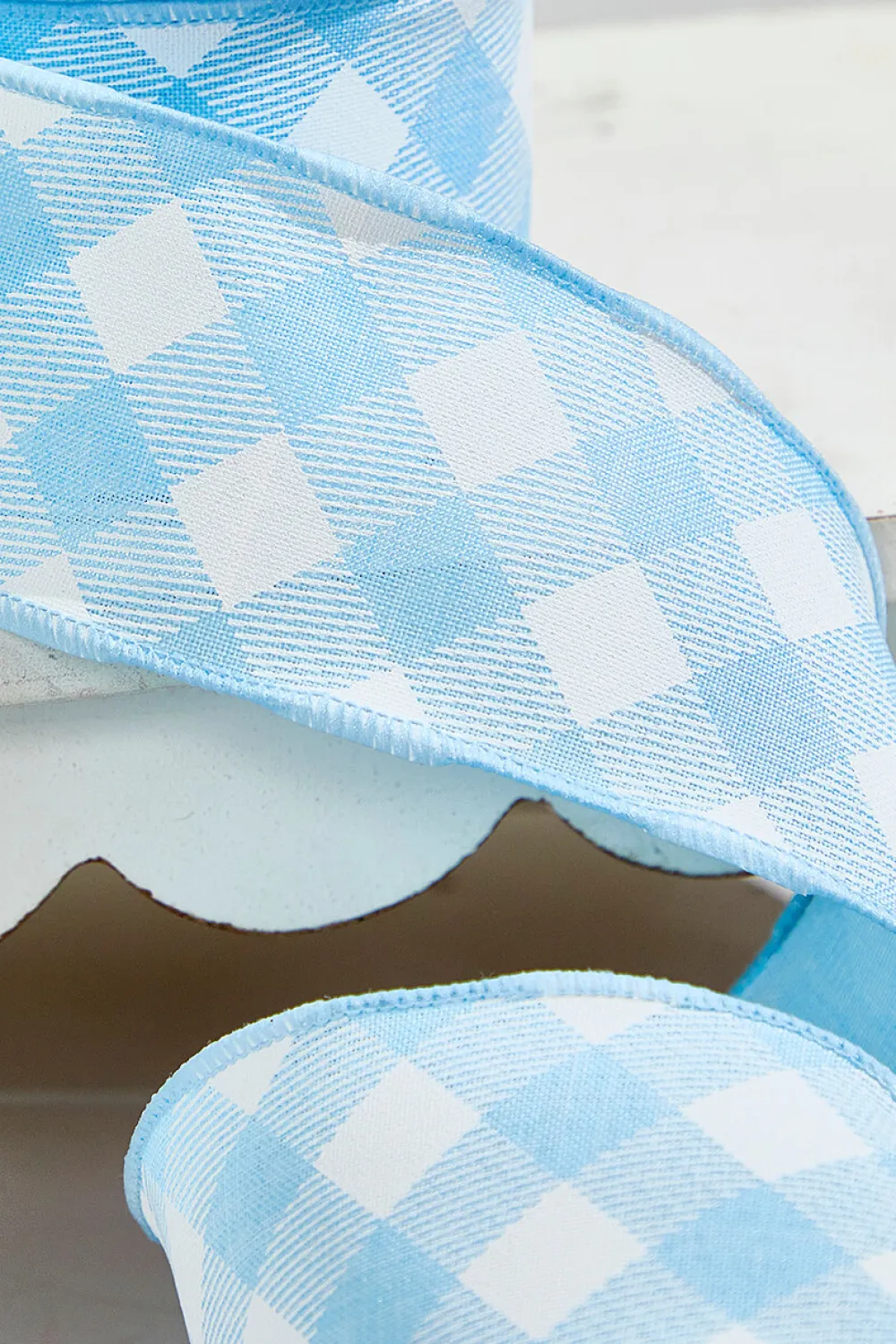 Decorator's Warehouse 2.5" x 10 Yards Diagonal Blue Check Ribbon > Easter Decor|Easter Decor