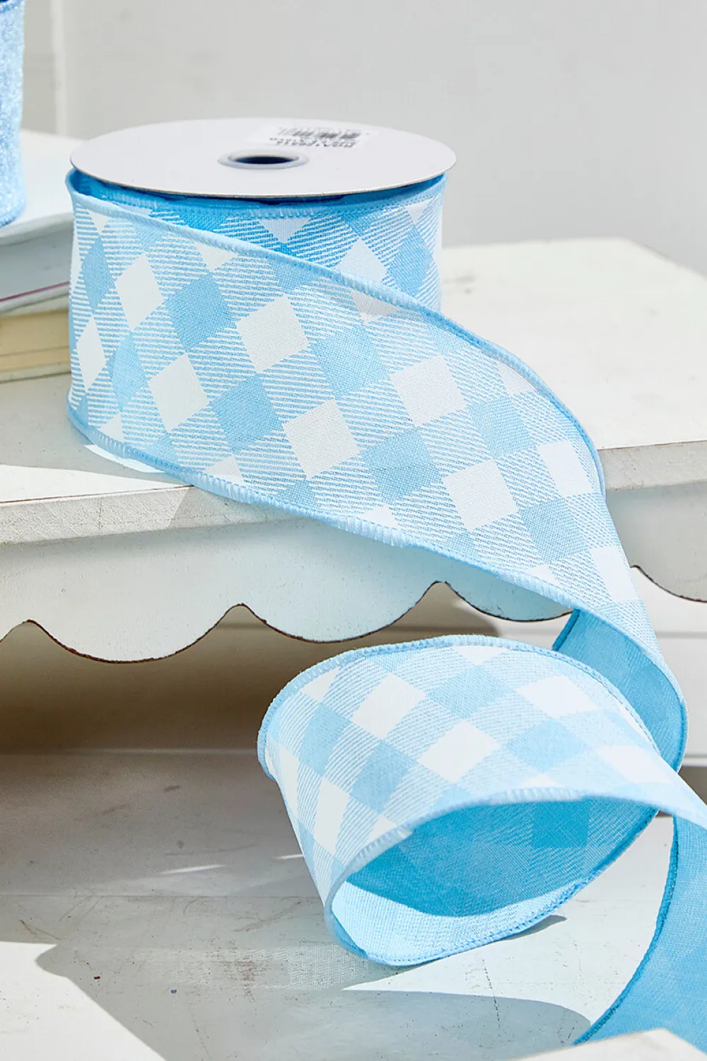 Decorator's Warehouse 2.5" x 10 Yards Diagonal Blue Check Ribbon > Easter Decor|Easter Decor