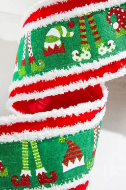 Decorator's Warehouse 4" x 10 Yards Elf Hats/Legs Ribbon > Christmas Decor|Christmas Ribbon