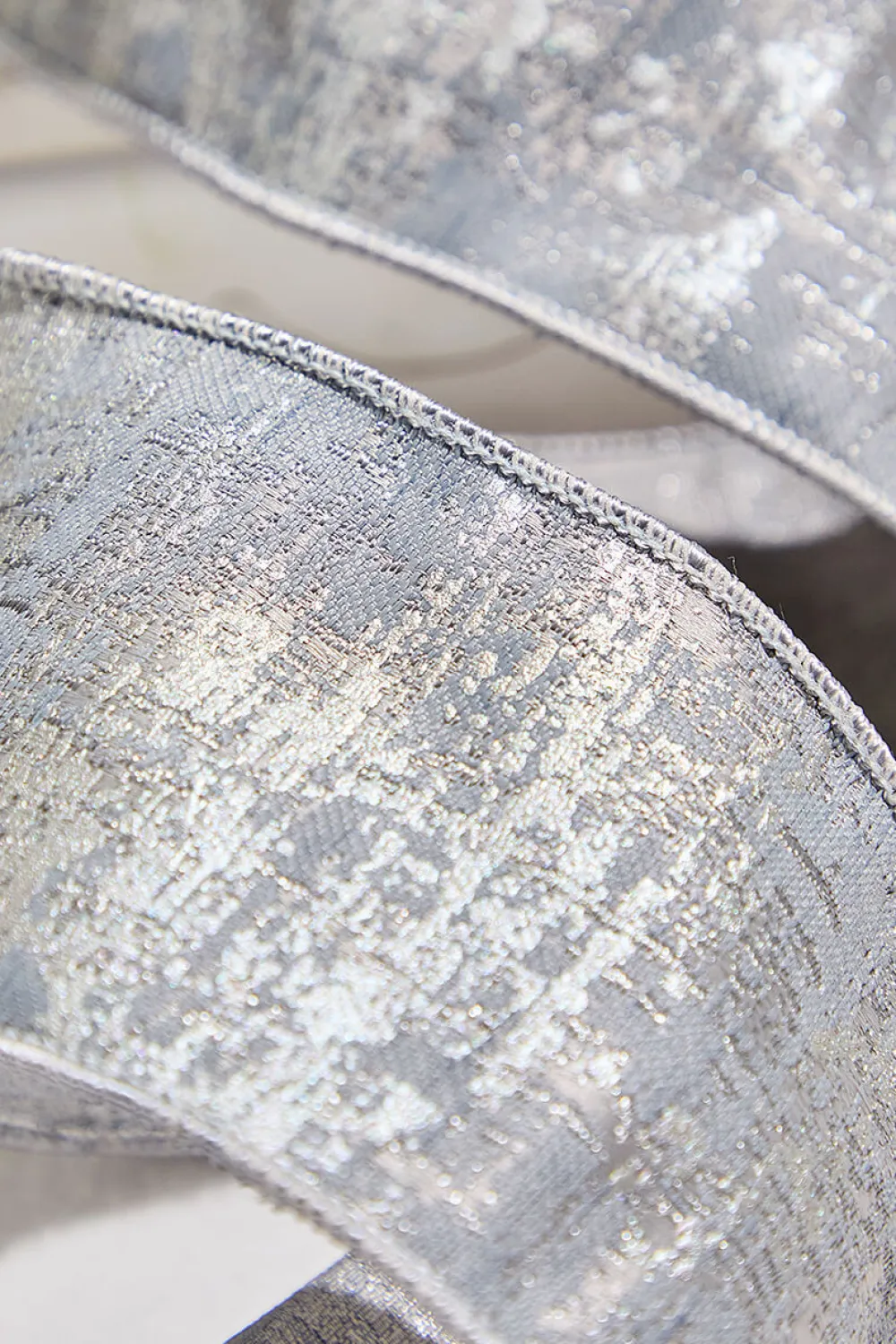 Decorator's Warehouse 4" x 5 Yard Silver Jacquard Dupion Ribbon > White Christmas|Christmas Ribbon