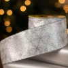 Decorator's Warehouse 2.5" x 10 Yard Silver Snowflakes on White Ribbon > White Christmas|Christmas Decor