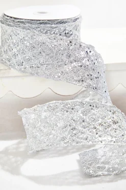 Decorator's Warehouse 2.5" x 10 Yard Silver Wired Ribbon > Christmas Ribbon|Valentine'S Ribbon