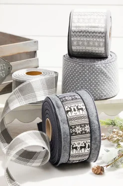 Decorator's Warehouse 4” x 10 Yard Snowflake Knit Gray & White Ribbon > Christmas Ribbon|Christmas Sale