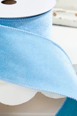 Decorator's Warehouse 2.5" x 10 Yard Soft Blue Wired Velvet Ribbon > Christmas Ribbon|Luxe Noel