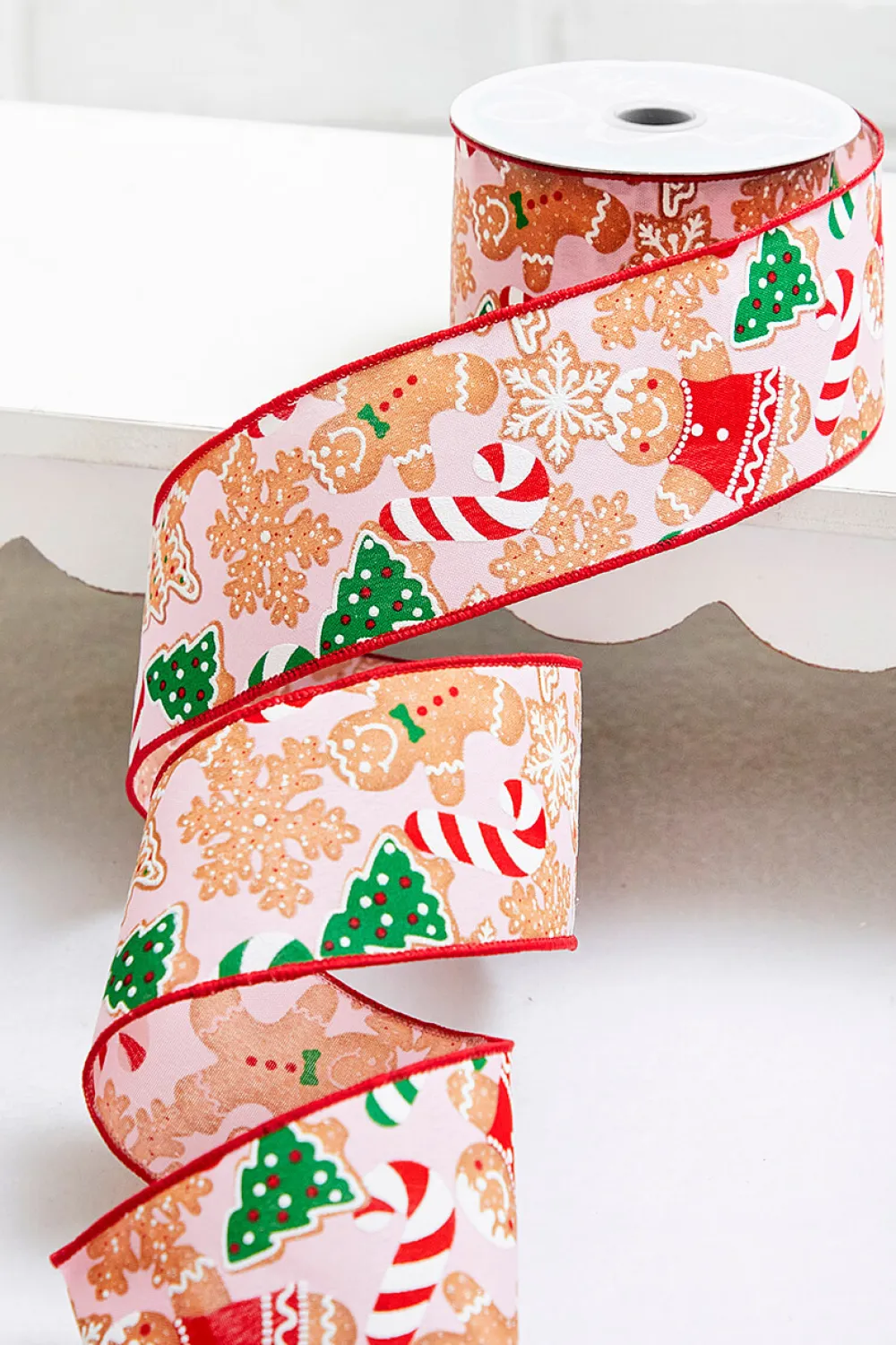Decorator's Warehouse 2.5" x 10 Yards Pink Gingerbread Candy Cane Ribbon > Best Sellers|Christmas Decor