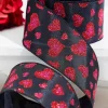 Decorator's Warehouse 2.5" x 10 Yards Red Glitter Heart Black Ribbon > Valentine'S Ribbon|Christmas Decor