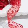 Decorator's Warehouse 2.5" x 10 Yards Red Glitter Heart Sheer Red Ribbon > Valentine'S Ribbon|Christmas Decor