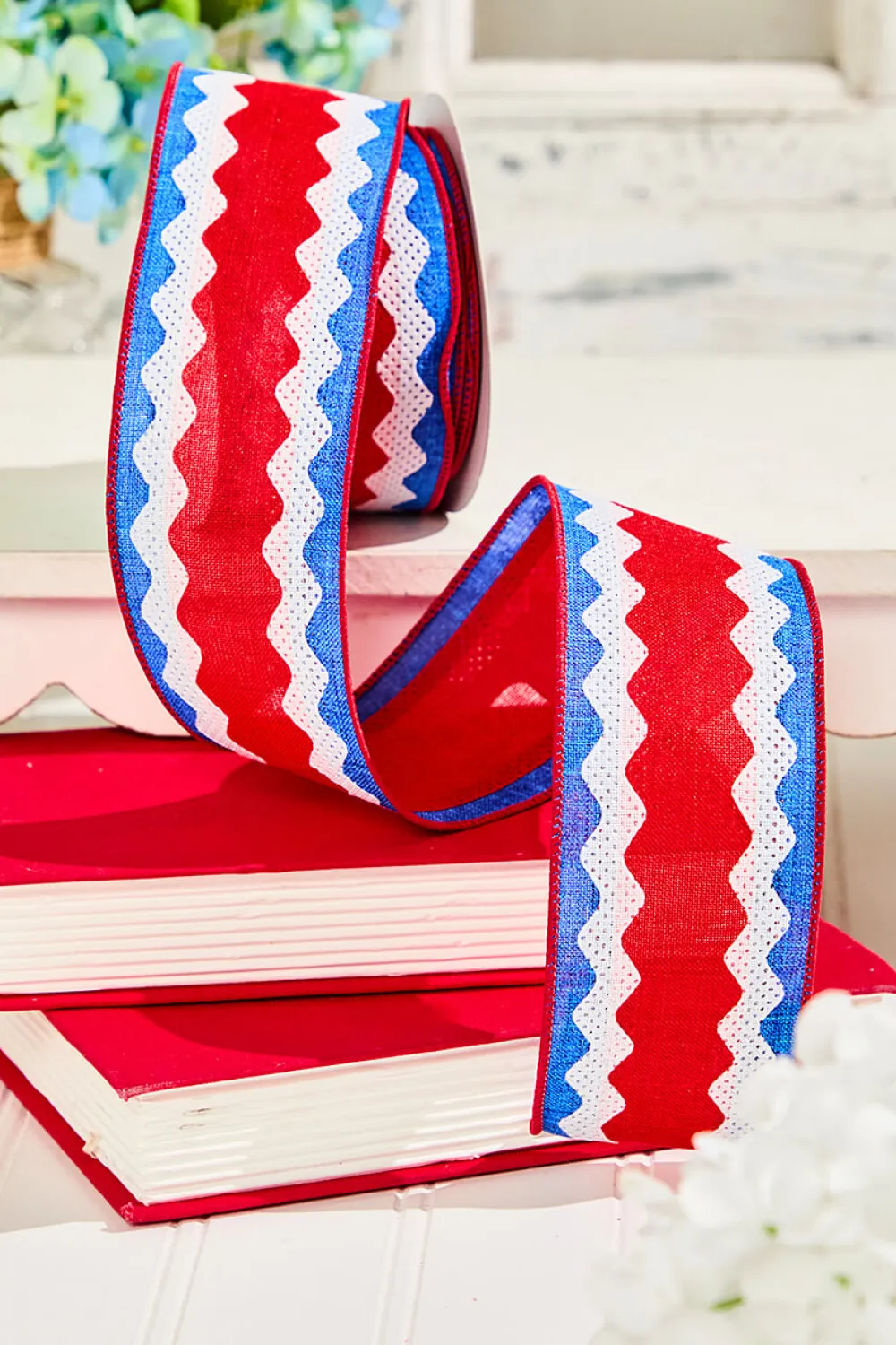 Decorator's Warehouse 2.5" x 10 Yards Red, White & Blue Patterned Ribbon > Patriotic Decor|Patriotic Decor