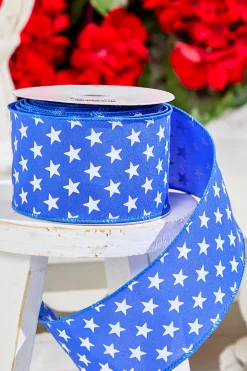 Decorator's Warehouse 2.5" x 10 Yards Stars on Blue Ribbon > Patriotic Decor|Patriotic Decor