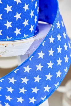 Decorator's Warehouse 2.5" x 10 Yards Stars on Blue Ribbon > Patriotic Decor|Patriotic Decor