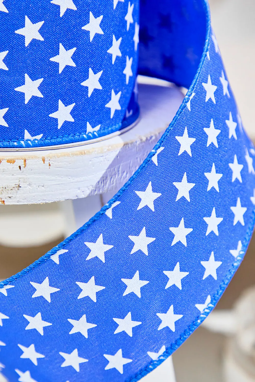 Decorator's Warehouse 2.5" x 10 Yards Stars on Blue Ribbon > Patriotic Decor|Patriotic Decor