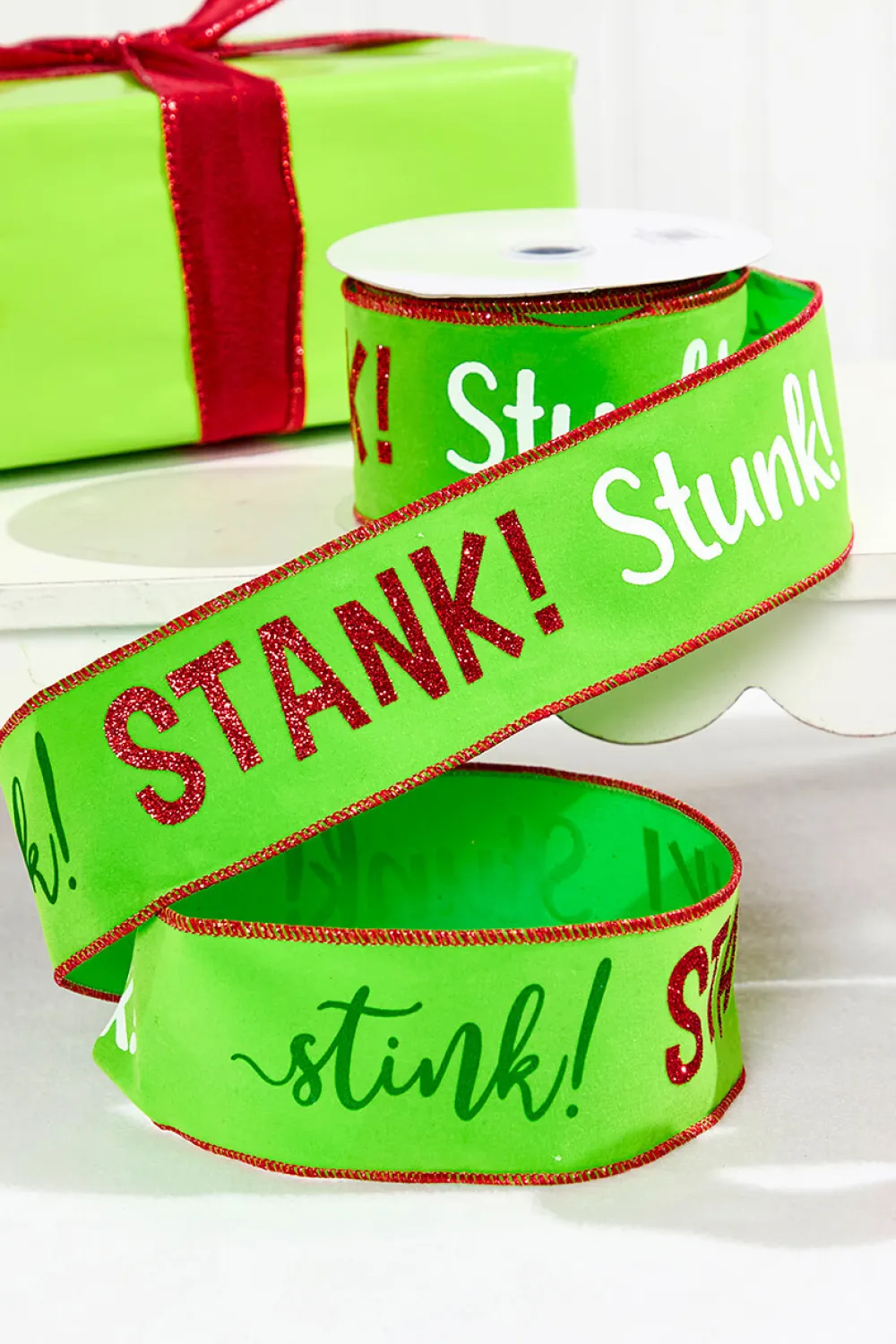 Decorator's Warehouse 2.5" x 10 Yards Stink! Stank! Stunk! Ribbon > Best Sellers|Christmas Ribbon