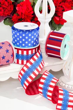 Decorator's Warehouse 2.5" x 10 Yards Stripes with Lace Ribbon > Patriotic Decor|Kristin'S Picks