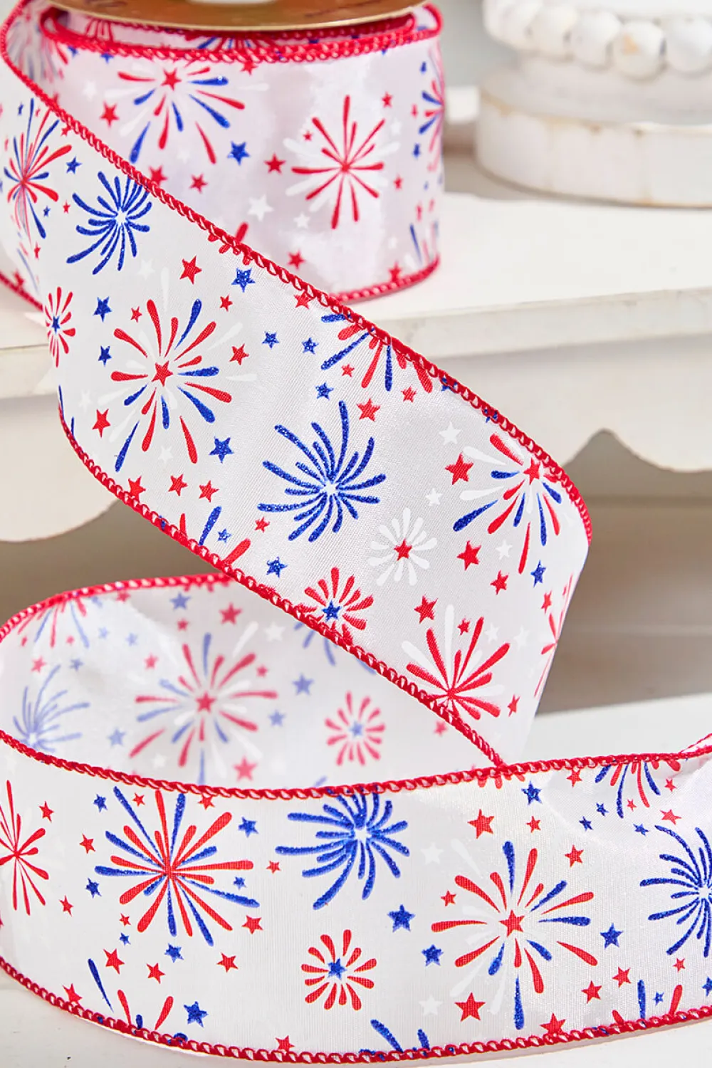 Decorator's Warehouse 2.5" x 10 Yards 4th Of July Ribbon- Fireworks > Patriotic Decor|Patriotic Decor